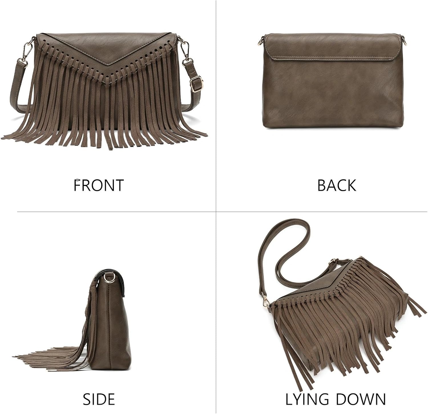 KouLi Buir Tassel Crossbody Purse for Women PU Leather Western Hobo Fringe Handbag Shoulder Bag - Image 5