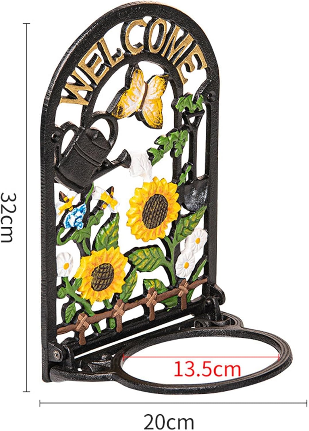 plant-racks Wrought Iron Flower Pot Holder Stand – Wall-Mounted Plant Shelf For Balcony, Garden, Patio, Living Room – Indoor/Outdoor Plants Rack