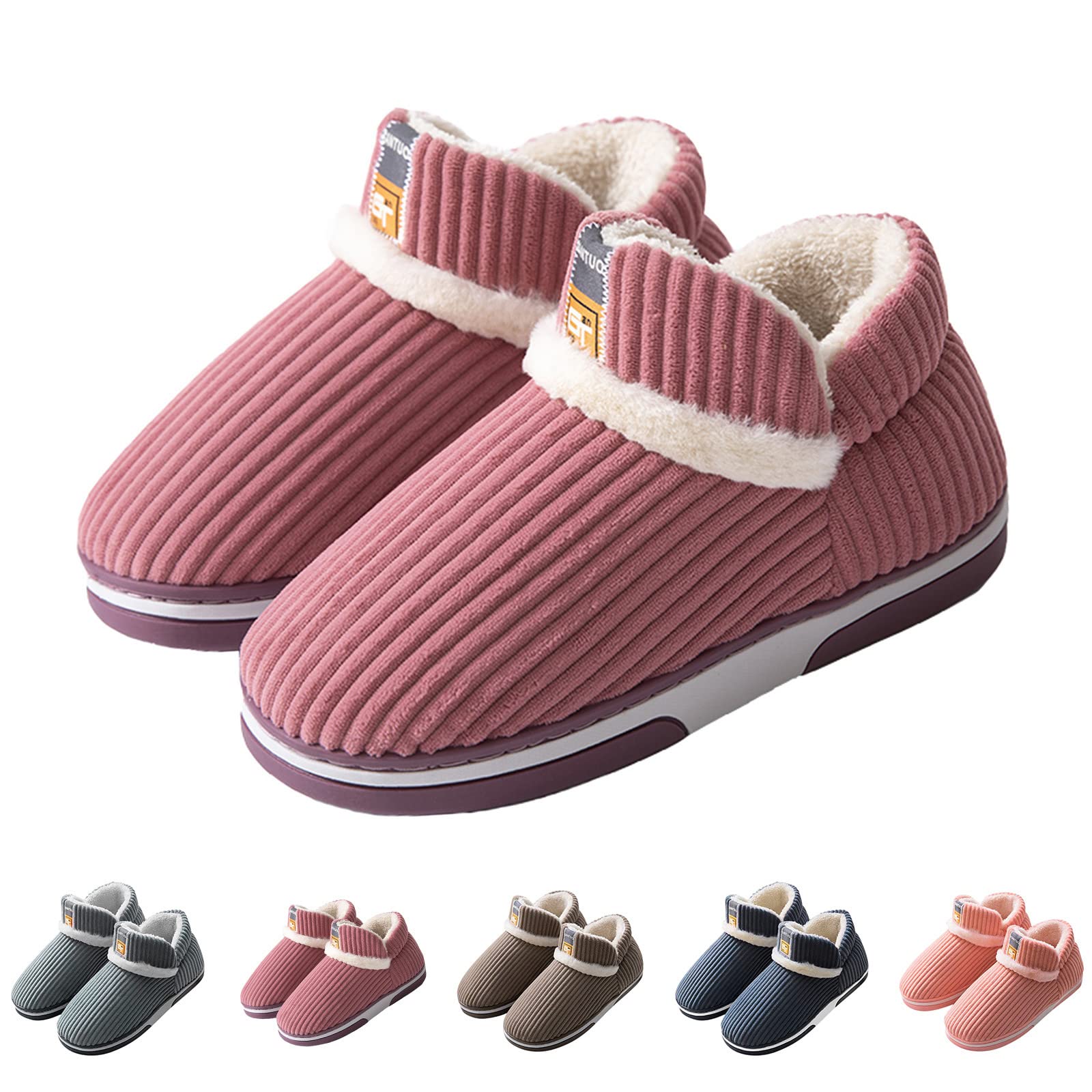 Zapatillas de estar por casa de invierno para mujer, cerradas, cálidas, para hombre, forradas de invierno, zapatos de nube, espuma viscoelástica, cómodas, de fieltro, pantuflas de felpa, pantuflas