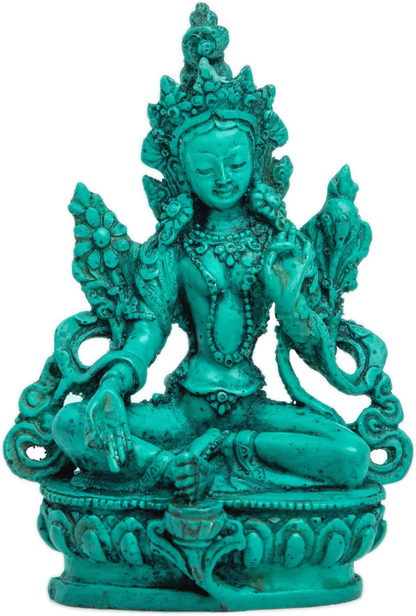 HIMALAYAN BAZAAR Green Tara Statue Alter Decor Resin Made Collectible Buddha Figurine