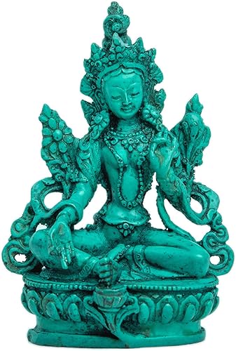 HIMALAYAN BAZAAR Estatua de Tara verde Alter Decor - Figura coleccionable de Buda hecha en resina