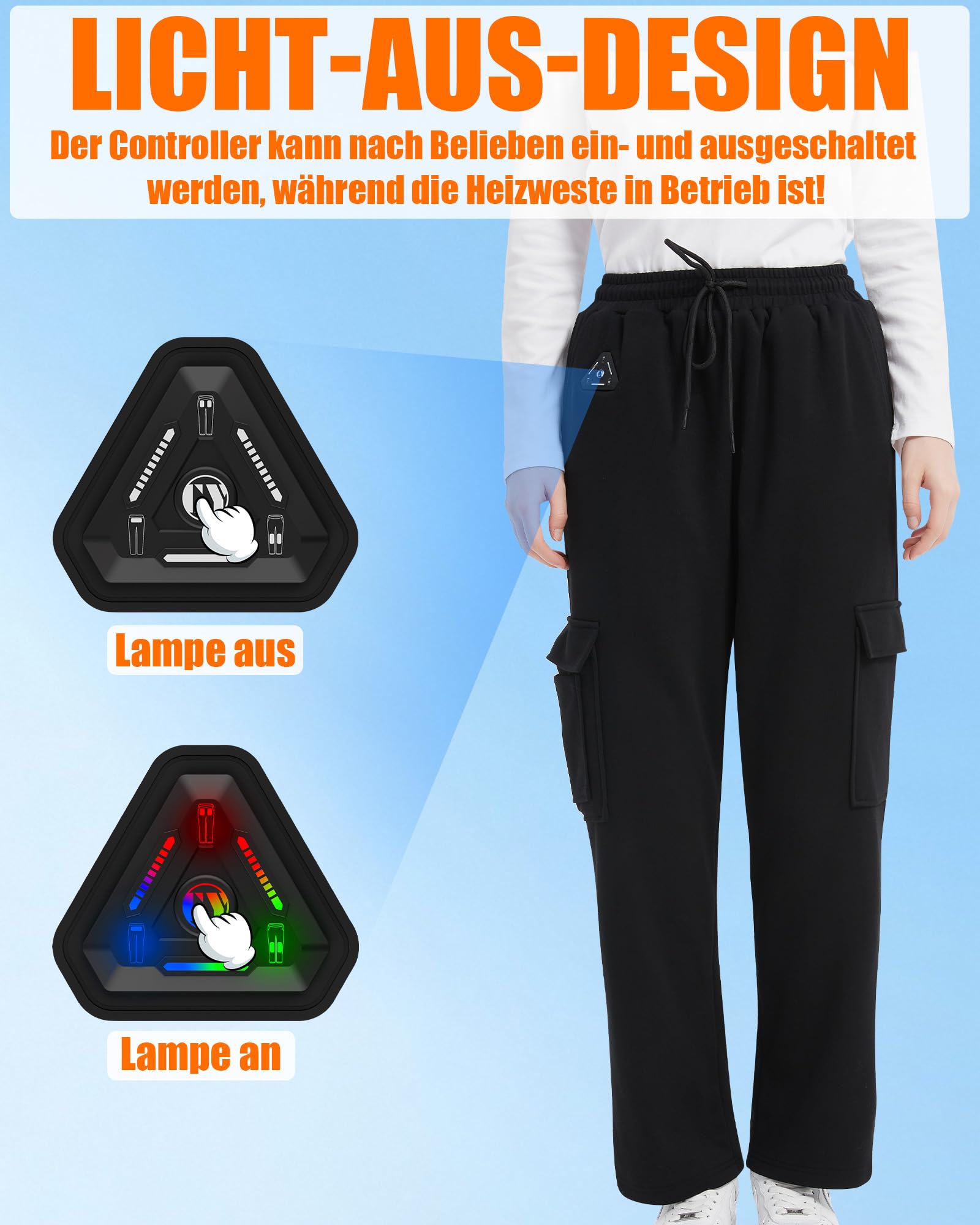 CYCYHEAT Beheizbare Hose Damen & Herren mit 7,4V 20000mAh Akku und 4-in-1 Steuerung – wasserdichte Thermohose mit Verbesserter Carbon-Heiztechnologie für Skifahren, Wandern & Outdoor