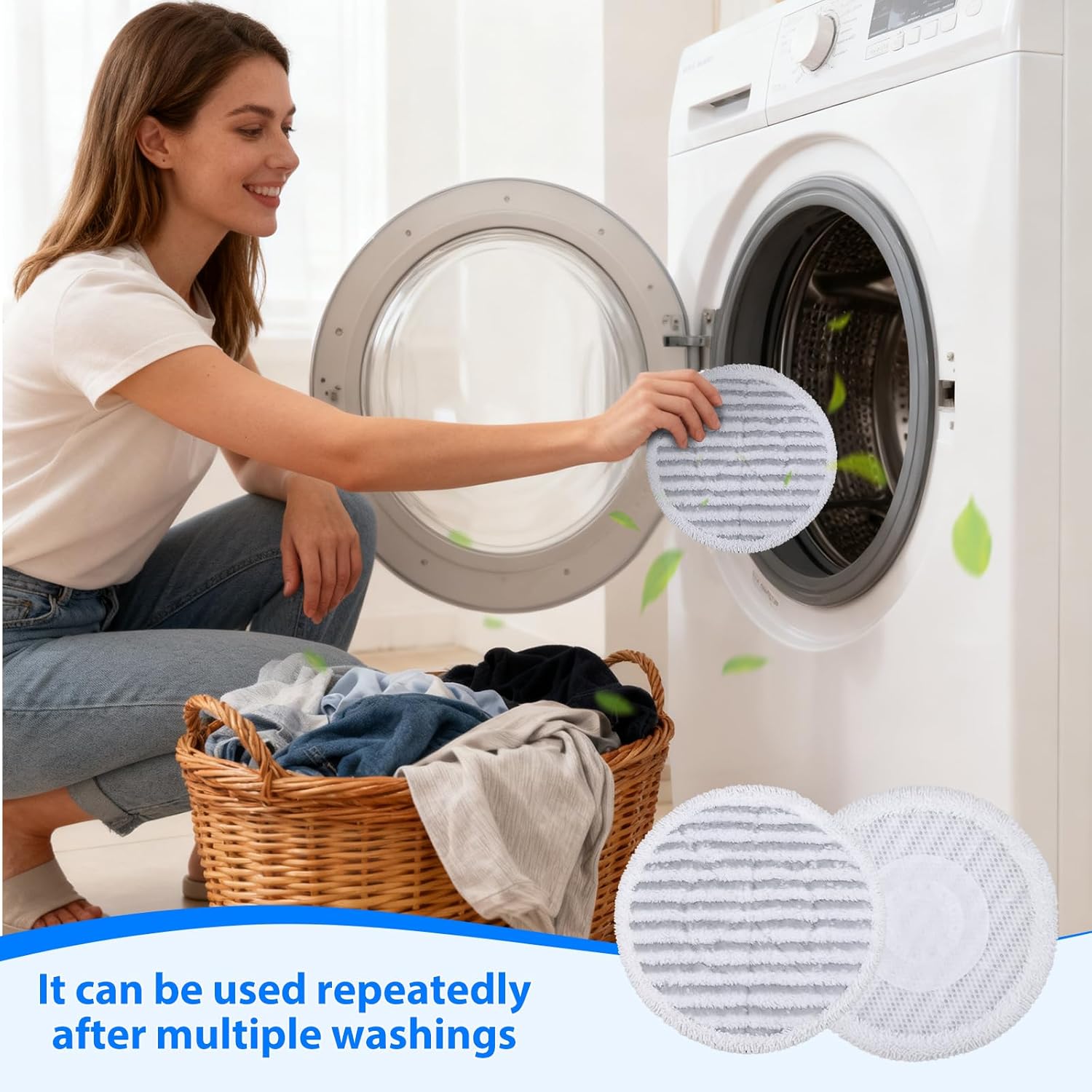 Steam Mop Pads Replacement Brush Head for Shark Steam Mop Professional Cleaning and Polishing Compatible with Shark S8201/S7000/S7001 Series for Deep Cleaning Hard Floors, 8 Mop Pads and 2 Brush Head