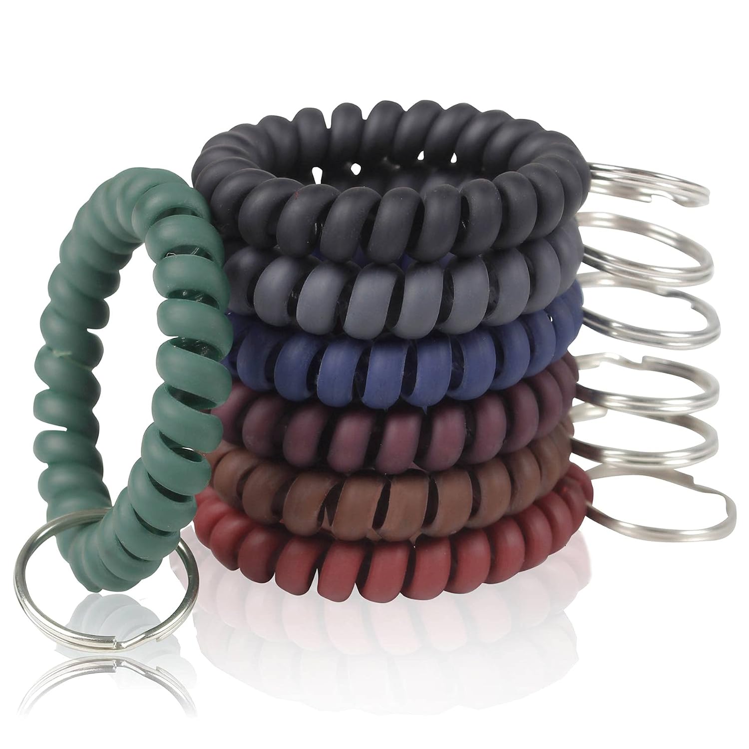 BIHRTC Pack of 7 Colorful Wrist Coil Spring Key Chain Stretchable Spiral