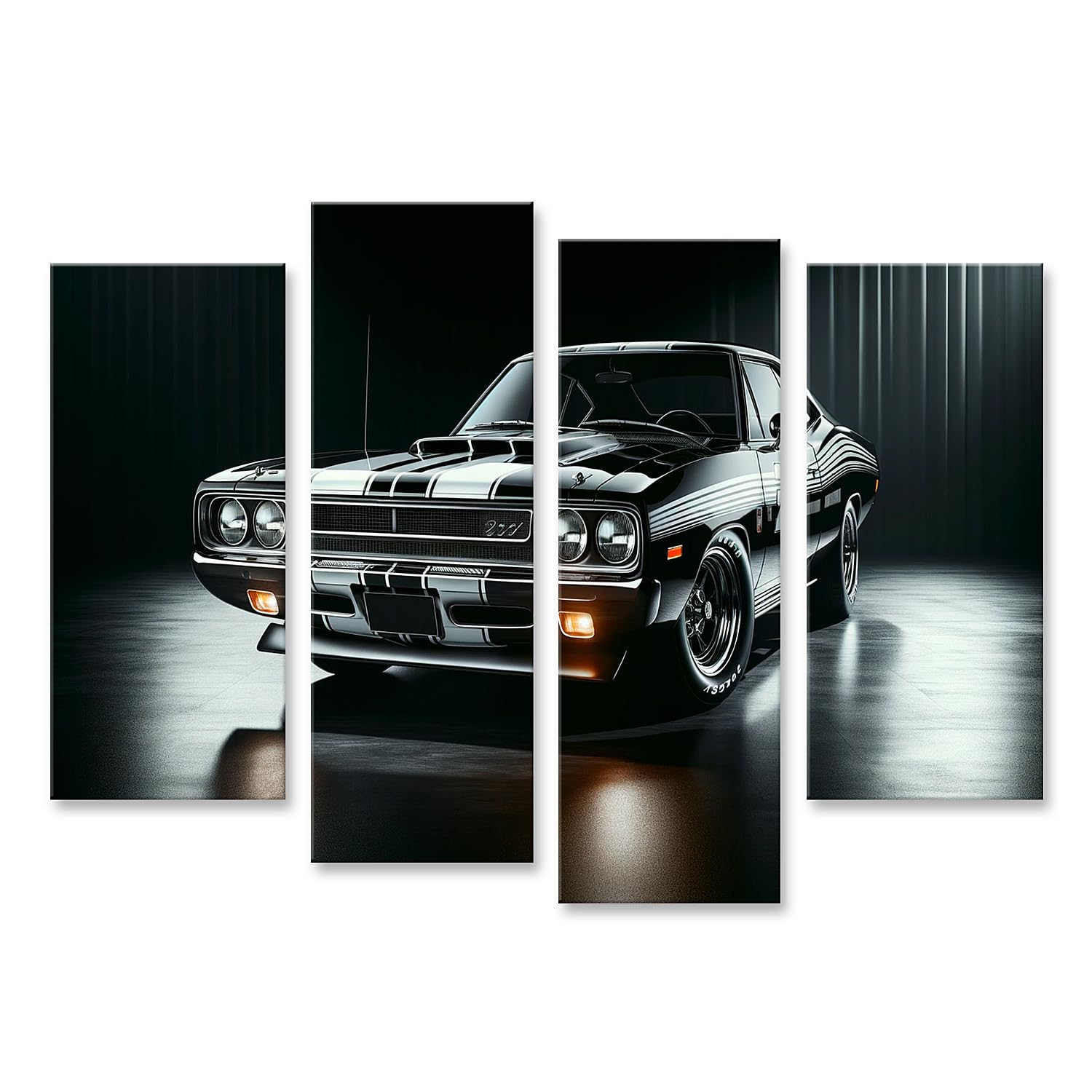 islandburner Imagen sobre lienzo Representación detallada de un coche antiguo Muscle Cars con un diseño elegante como Mustang Shelby cuadros murales póster