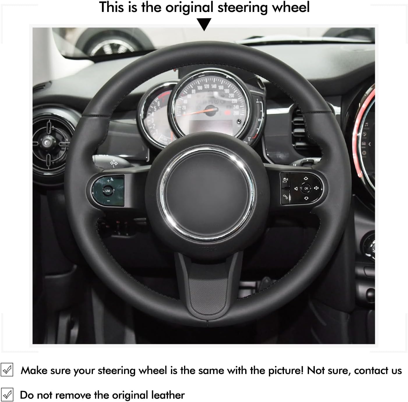 MEWANT Steering Wheel Cover for MINI Cooper 2024 Hand-Stitched for MINI Car Steering Wrap