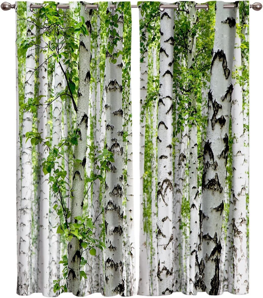 ANHOPE Tende oscuranti con occhielli e foglie tropicali, morbide, isolate termicamente, stile retrò, con stampa con foglie di palma, tende decorative per camera da letto e soggiorno, 117 x 137 cm, 2
