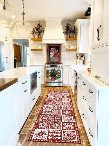 Seavish Alfombra de pasillo de cocina de Navidad de 2 x 6 pies, antideslizante, lavable, suave, para interiores, entrada, baño, lavandería,