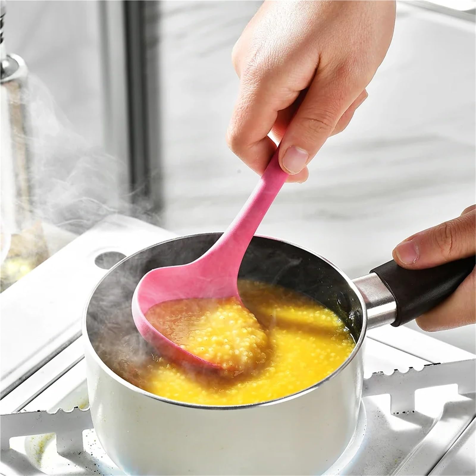 Silikon Küchenhelfer Set 1/6-teiliges rosa Silikon-Küchenutensilien-Set mit antihaftbeschichteten Pfannen, Spatel, Suppenlöffel, Kochutensilien für(6Pcs Mix)