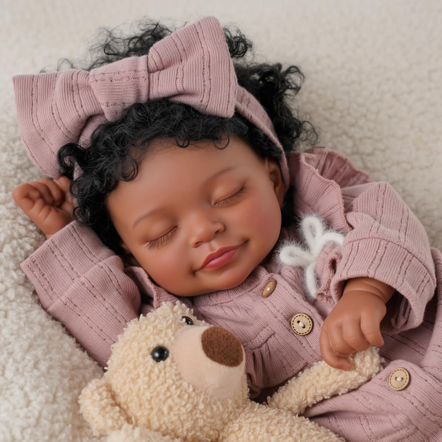 BABESIDE Lifelike Reborn Baby Dolls Black Girl – 20 Inch Lifelike Newborn Real Life Baby Dolls with Soft Weighted Body, Comfort Companion for Bedtime, Naptime & Emotional Support Gift for Kids Age 3+