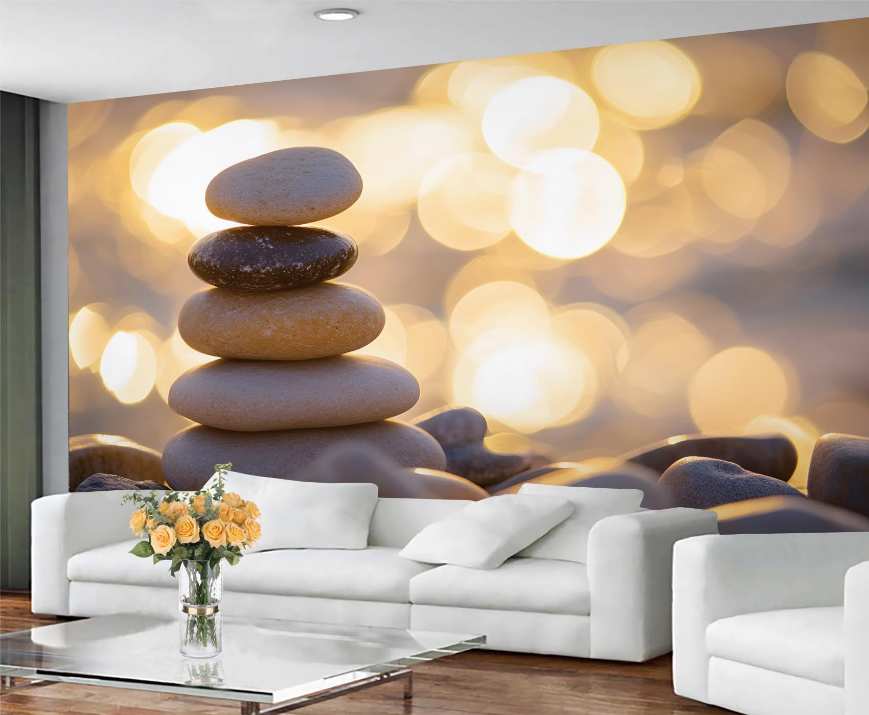 GIVLWF Wallpaper - Zen Home Decor & Mural, Stone Landscape Bedroom Wallpaper, Wall Paper for Living Room, Large Wall Mural - Not Self-Adhesive, Eastern Meditation — image 1