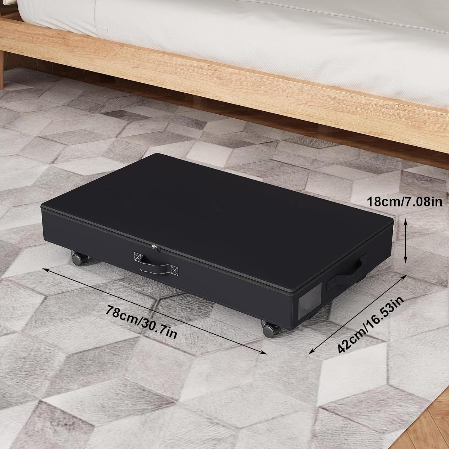 Under Bed Storage Bins with Wheels and Lid,2 Pack Rolling Under Bed Shoe Storage Organizer,Under Bed Storage Drawer Containers for Clothes Bedding Blanket,B