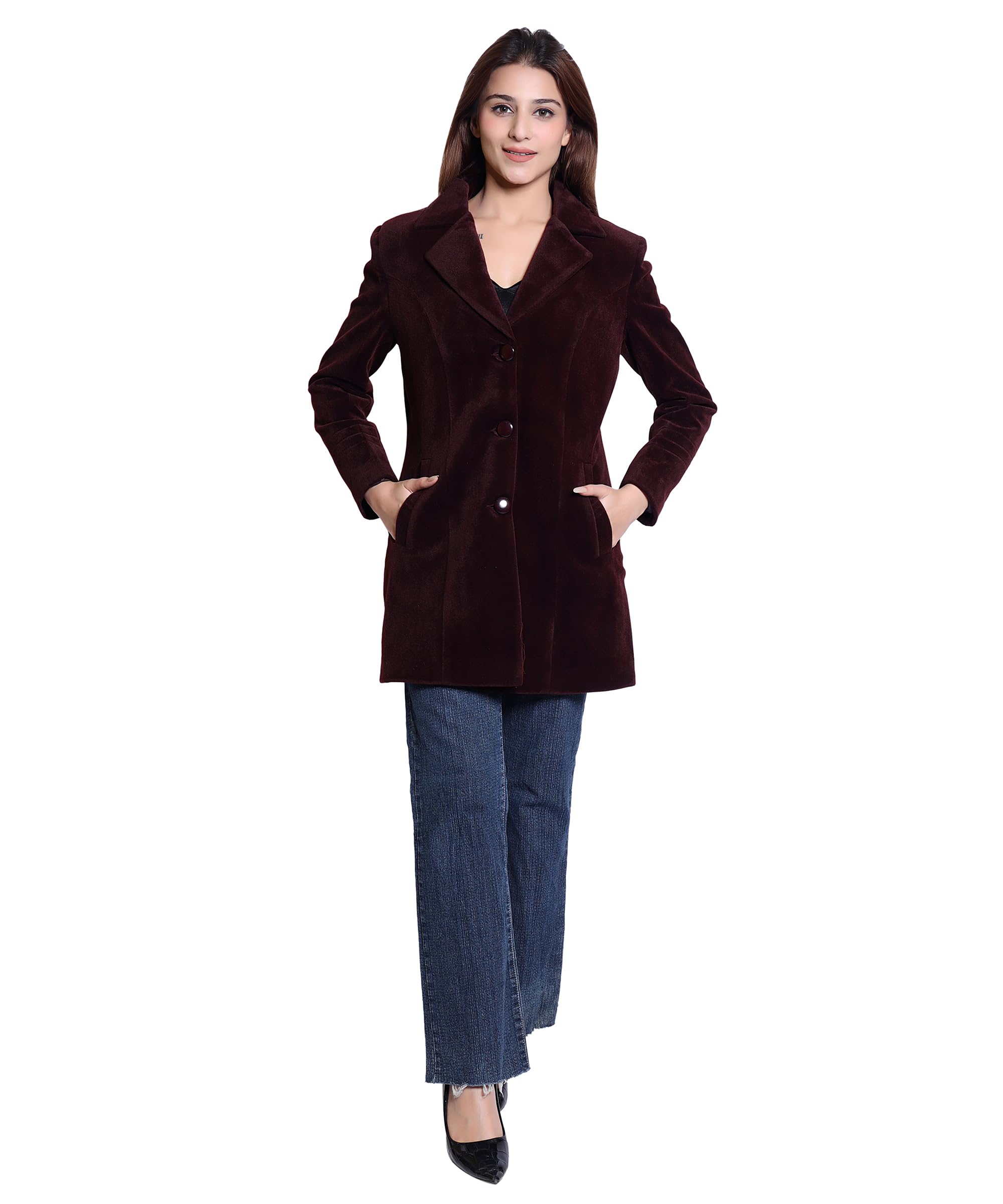 Cut Women's Long Blazer Jacket | Elegant Slim Fit Coat | Formal Office Wear | Stylish Outerwear with Button Closure & Side Pockets for All Seasons-picture-14