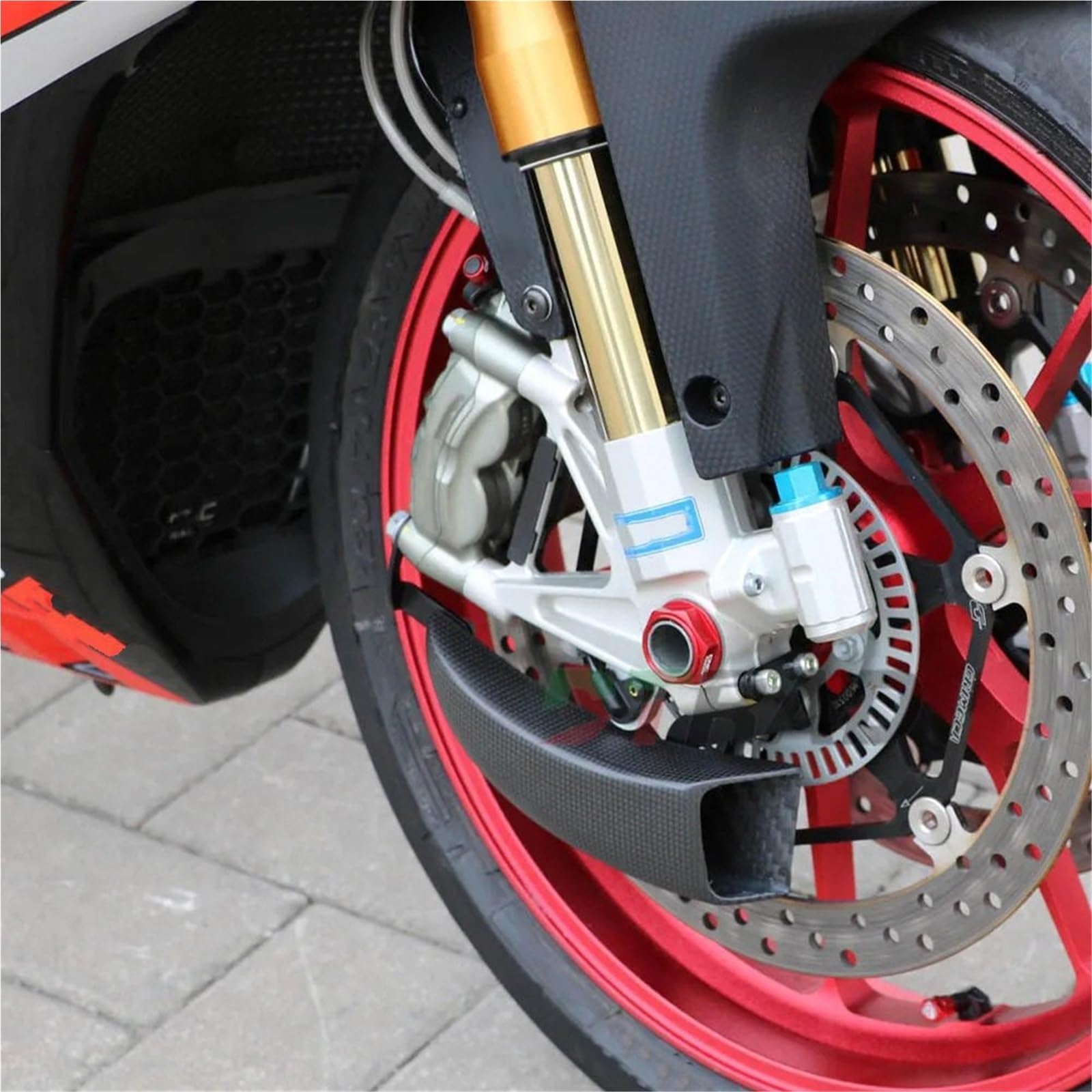 Conducto de aire Ajuste para DUCATI 848 EVO guías de pinza de disco de freno conductos de refrigeración de entrada de aire rejillas de ventilación de freno Enfriador de pinza de freno(Matte Twill B)