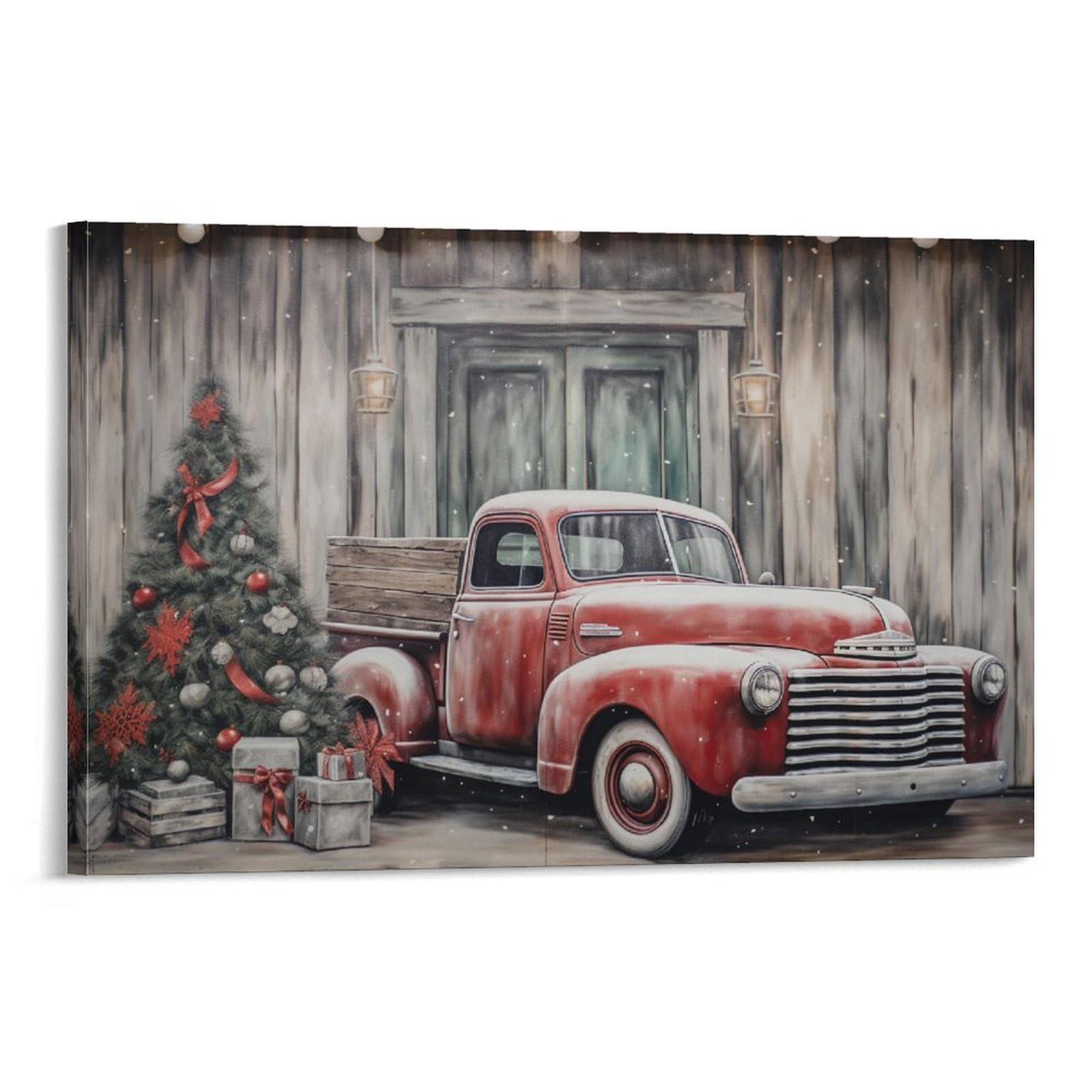 Tableau Toile Camion Rustique – Impression HD Encadrée Bois Prête à Accrocher – Déco Salon, Bureau, Garage