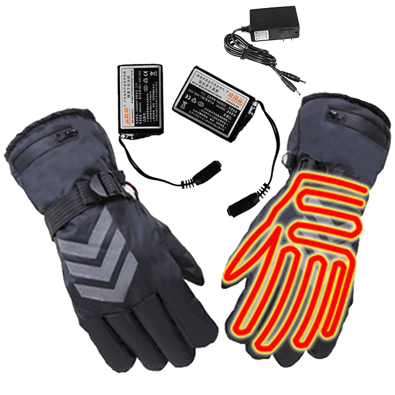 Guantes térmicos eléctricos de Invierno Impermeables a Prueba de Viento Ciclismo Calentamiento cálido Pantalla táctil Guantes térmicos alimentados por batería, 5000 mA
