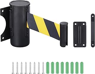PATIKIL Fijo Pared Montaje Retráctil Cinturón Barrera 10 Pies Amarillo Negro Color Cinturón con Acero Caja para Multitud Control Comestibles Minorista Tienda Estadio