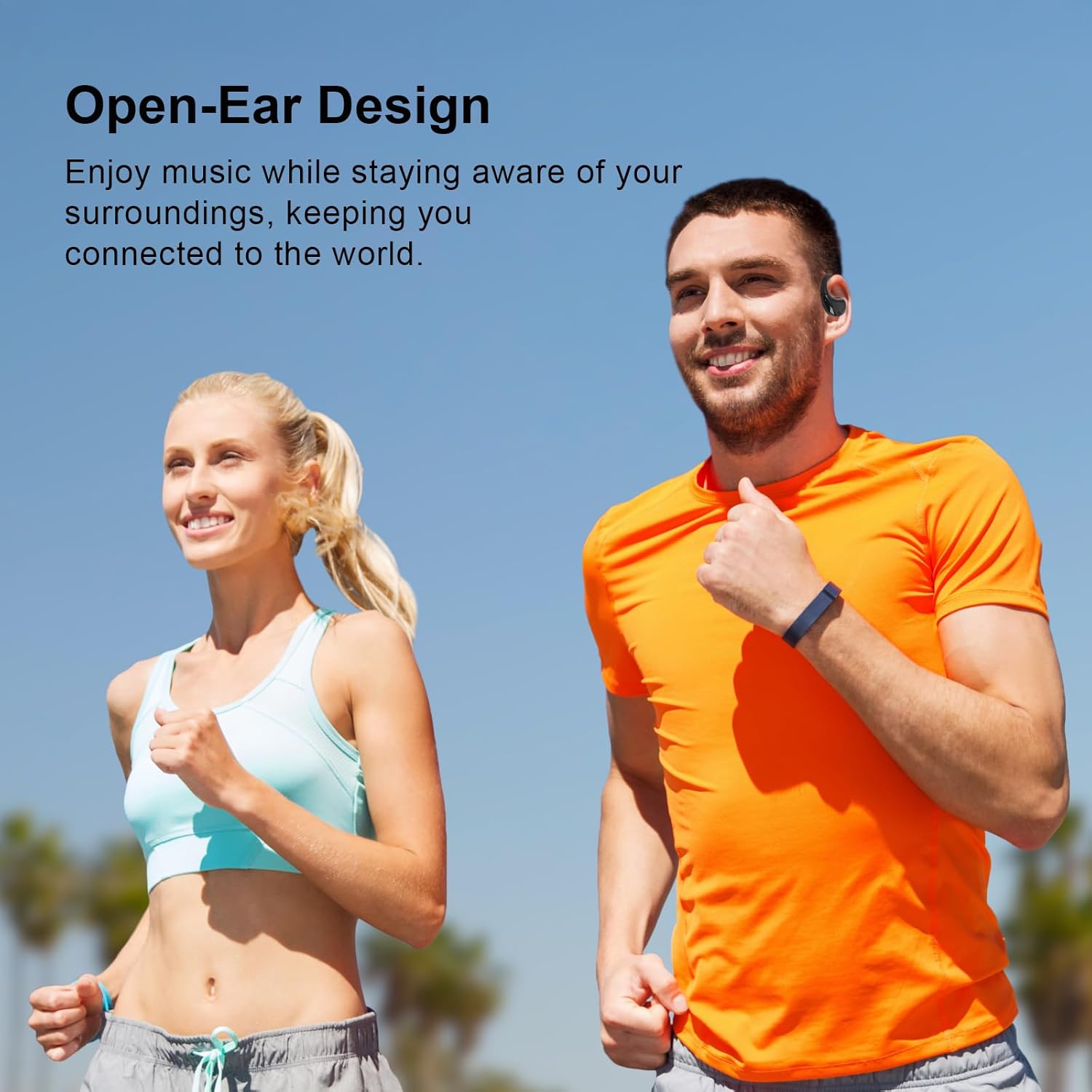 Open Ear Clip Wireless Earbuds Bone Conduction Headphones, Bluetooth 5.4, Open Ear Design, Built-in Mic, IPX5 Waterproof, LED Display Charging Case,Ear Hooks Ear Buds,Design for Running Fitness Black