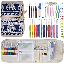 DFWZMQTG Soft Handle Crochet Set Anti-Slip Weaving Tool Needle 12 Extended Printed Gold Lace Elephant Sewing ToolsE