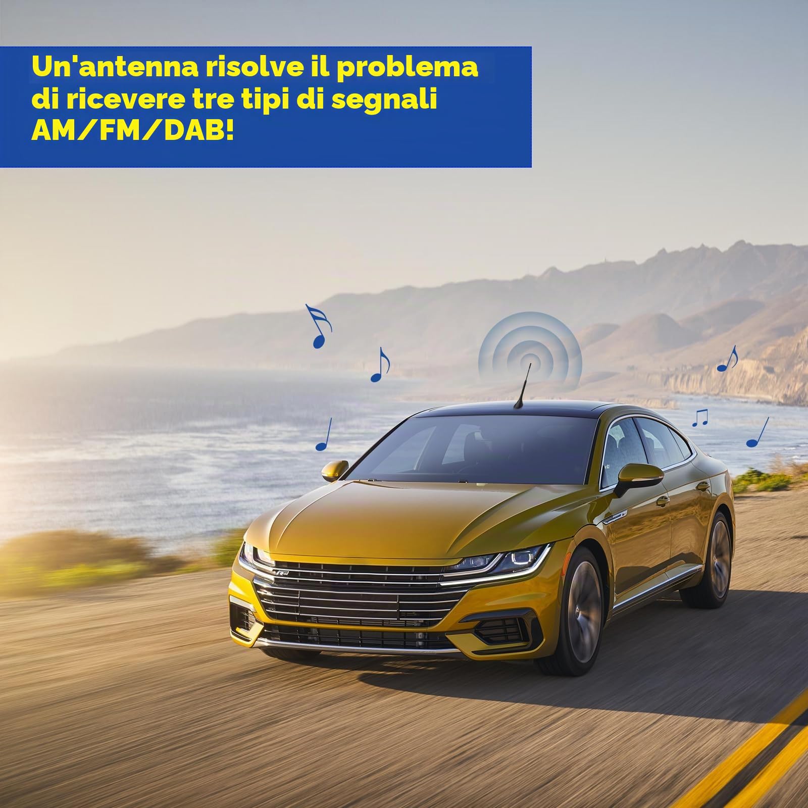 Eightwood DAB/DAB+Car Radio Antenna Splitter Amplificatore Connettore SMB a DIN Antenna universale per 5M Cavo di prolunga da 16,4 piedi Compatibile con Radio FM Auoradio Blaupunkt Pioneer Alpine