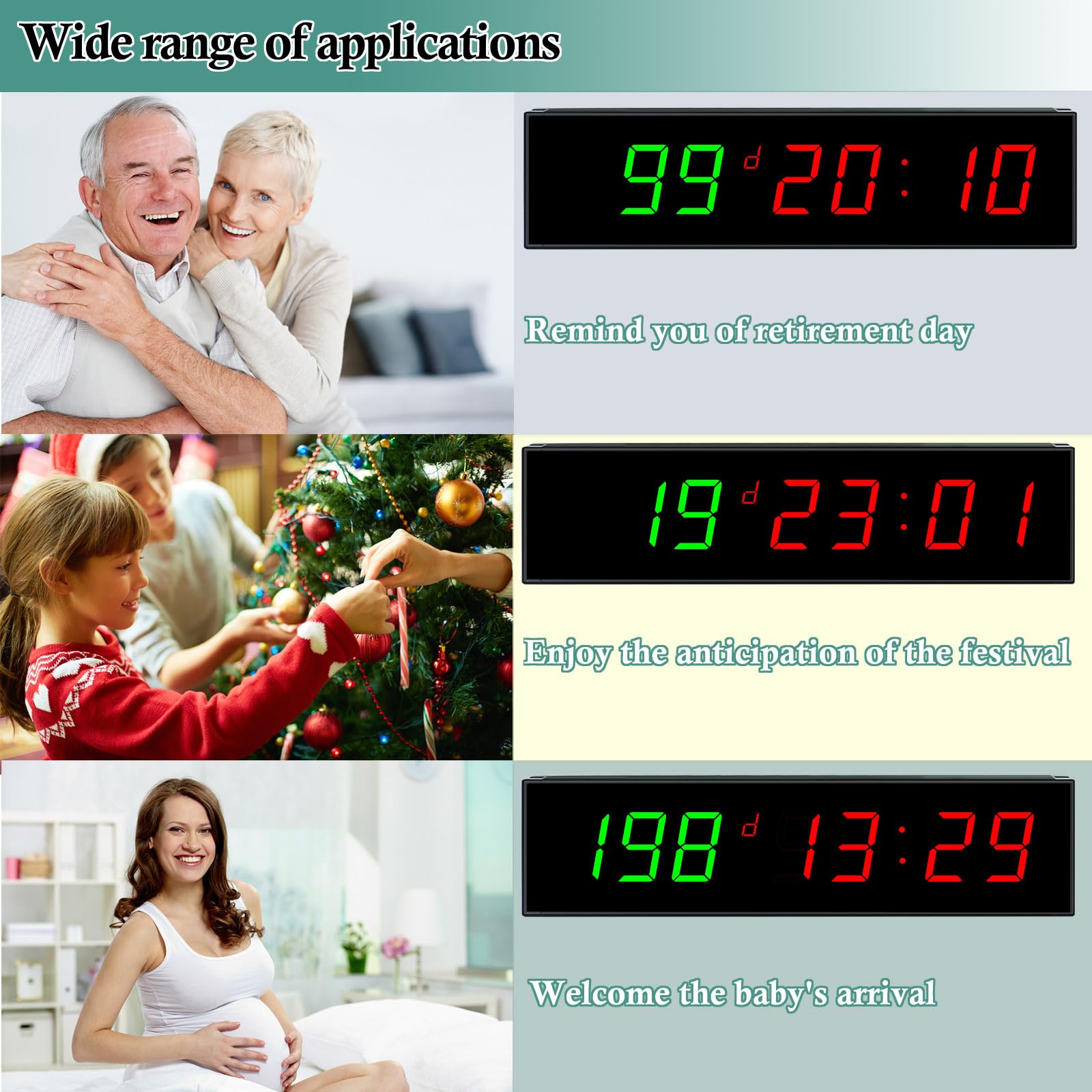 Reloj de cuenta regresiva de días, relojes de cuenta regresiva de hasta 999 días, 23 horas, 59 minutos, 59 segundos para jubilación, Navidad, boda, examen, control remoto, temporizador de