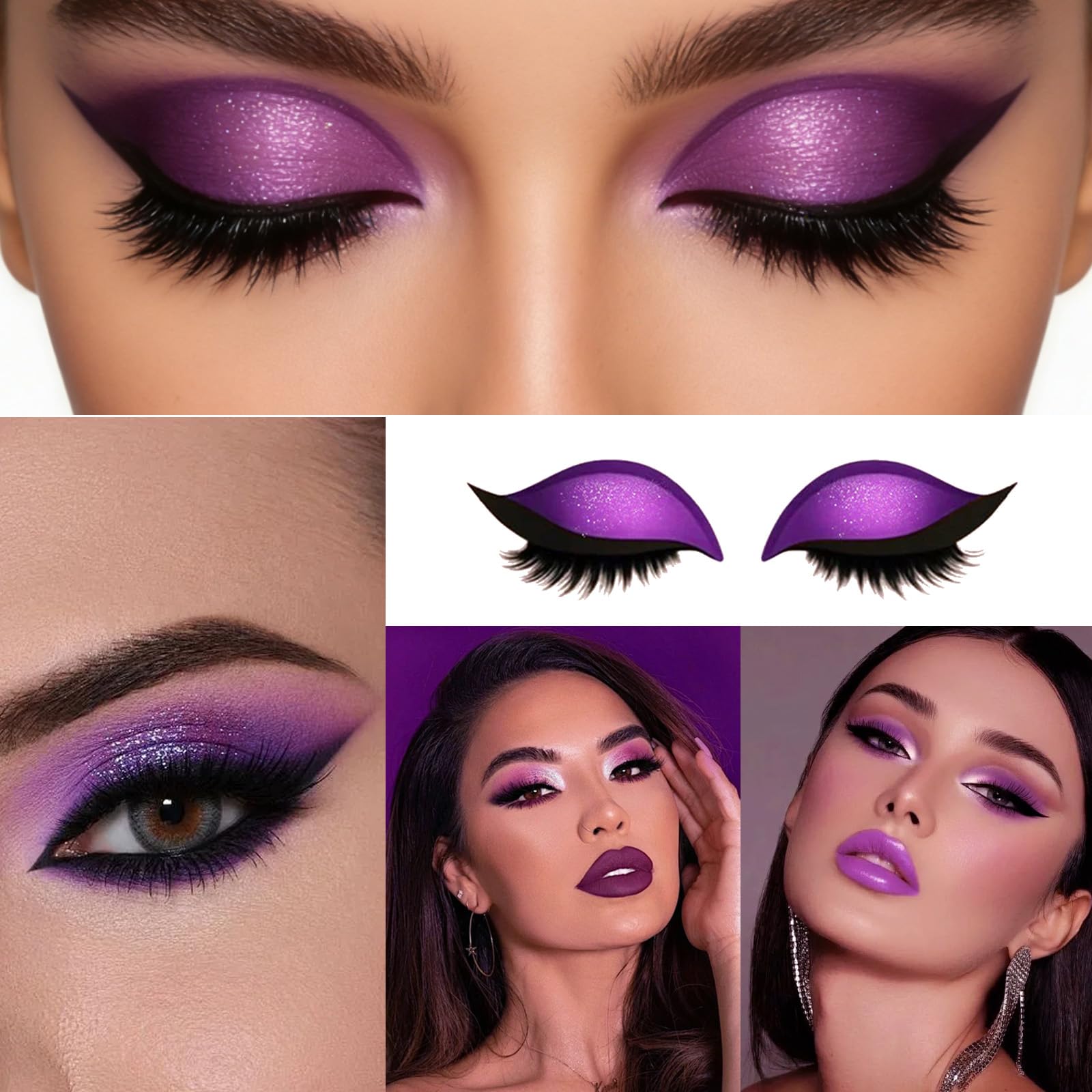 7 par Lazy Eye Shadow Eyelash Patch, 2 w 1, naklejki do cieni do powiek, brokatowe cienie do powiek, eyeliner, samoprzylepne, 7 kolorów, na wesele, imprezę, na co dzień, na karnawał i do