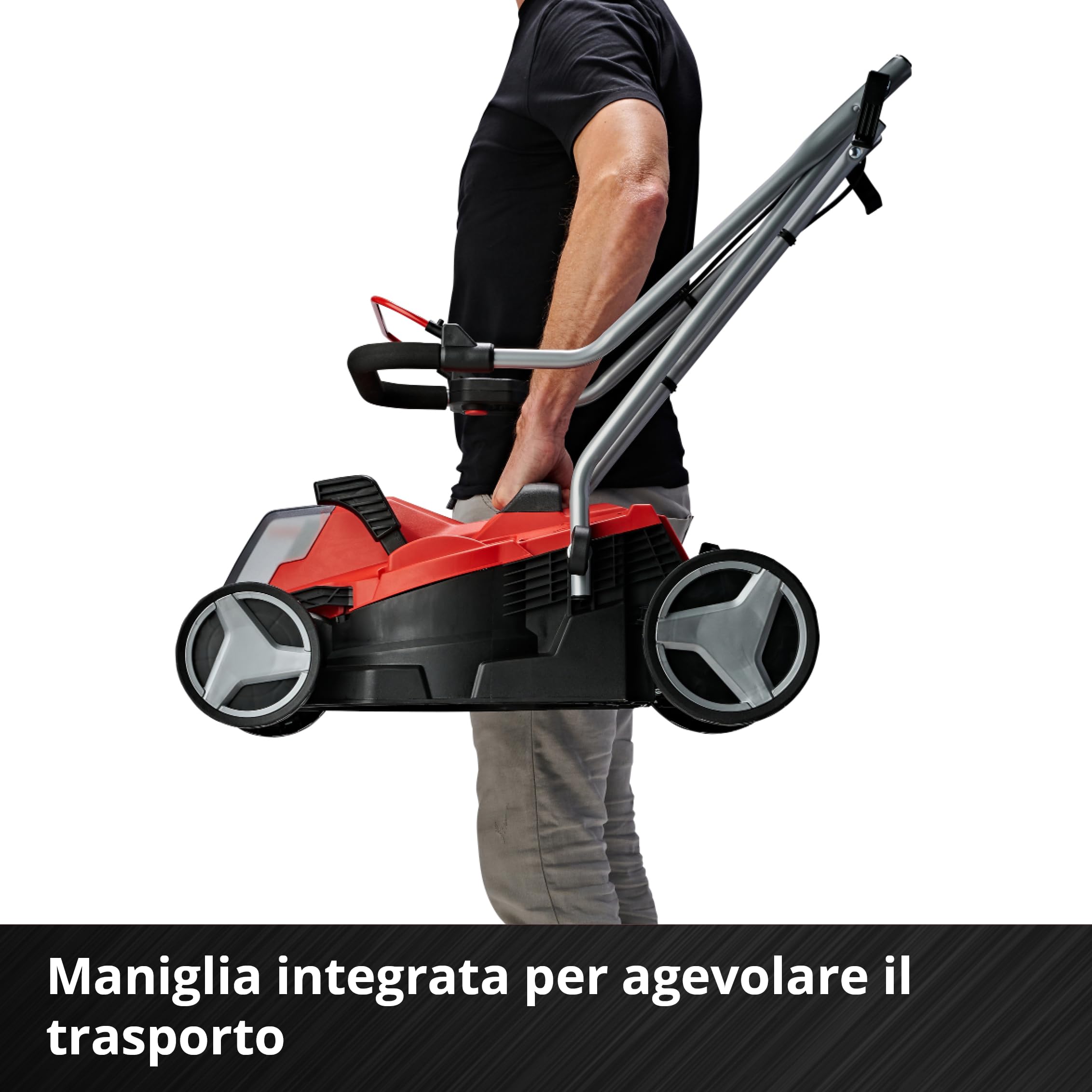 Einhell GE-CM 18/33 Li - Kit (1x4,0Ah) Tagliaerba a batteria Power X-Change (18 V, 4,0 Ah, taglio 33 cm, raccolta 30 L, ruote ant. 150 mm, post. 180 mm, incl. batteria da 4 Ah e caricabatteria)