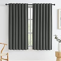 Vista 9 de Keqiaosuocai - 2 paneles de cortinas completamente opacas, de lino, con pestaña trasera, estilo rústico de granja, para sala de estar o casa