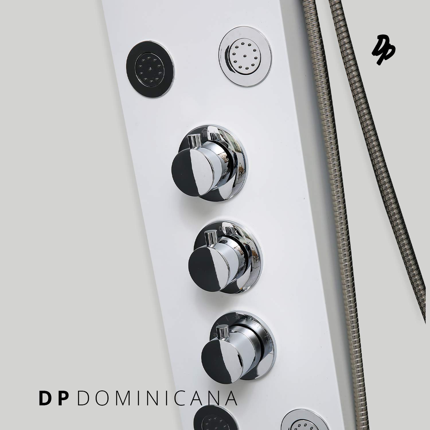 DP Grifería Dominicana- Columna de hidromasaje termostática en aluminio blanco