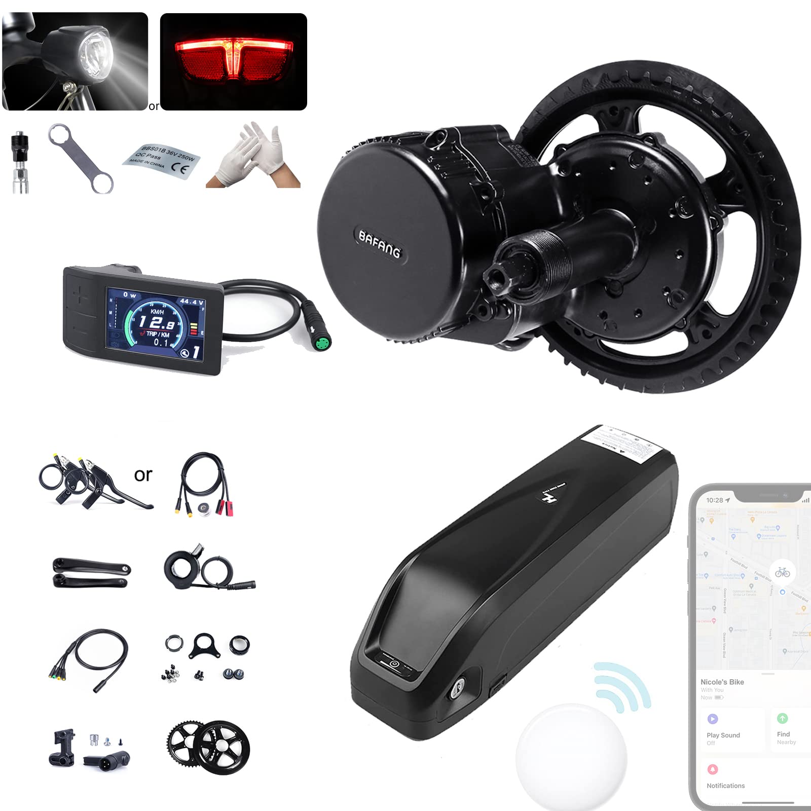BAFANG BBS02B 750W 1000W Mid Drive with Optional Tracking Function Battery 8fun Mid Drive Motor Elec
