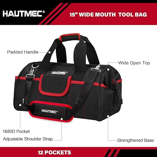 Miniatura 4 de HAUTMEC HT0288 - Juego de 2 bolsas de herramientas con ruedas de alta resistencia, bolsa de herramientas de 14.5 pulgadas sobre ruedas y bolsa de