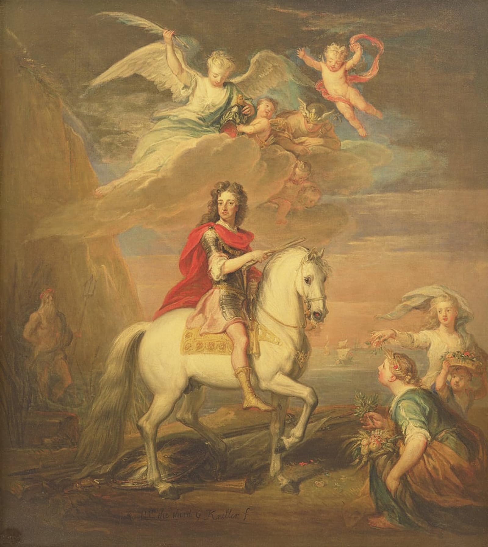 SERENDIPITP Abstract Painting Mural Print Picture Wall Decor Painting William Iii on a Grey Charger Observed by Godfrey Kneller Vintage Wall Artwork for Home Decor 60x90cm