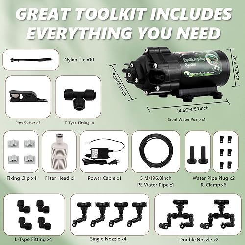 Miniatura 4 de LANUEVA Humidificador de reptiles, nebulizador silencioso para terrario con 4 boquillas de nebulización individuales + 2 boquillas dobles de