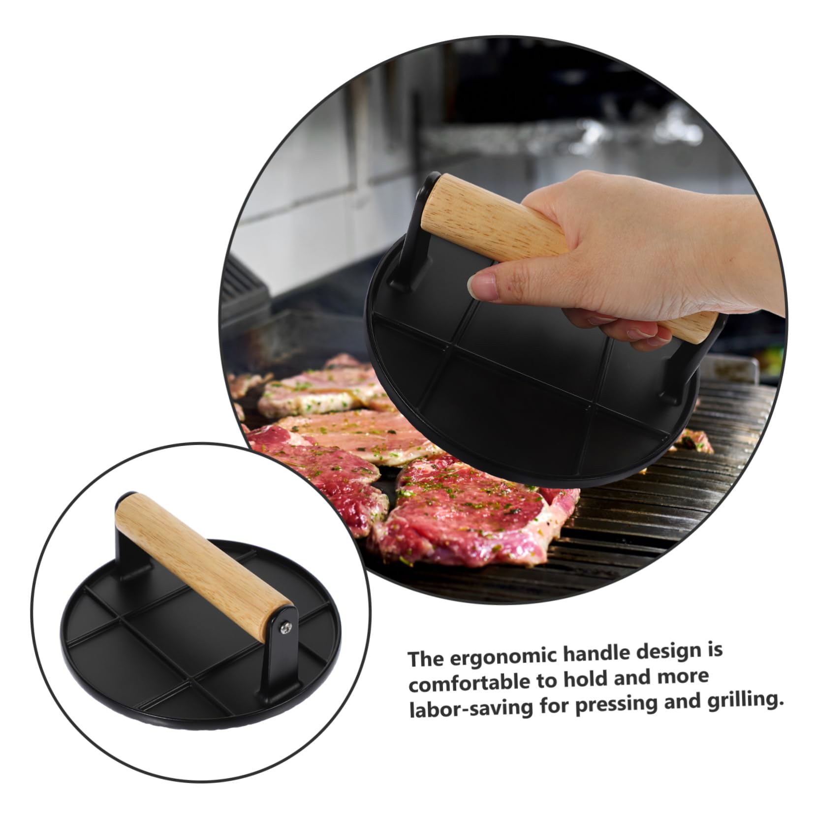MAGICLULU 5 Piezas Plato para Hornear y Freír Tocino De Pastel De Carne Herramienta para Prensar Carne para Hamburguesas Herramienta De Cocina Aleación De Aluminio