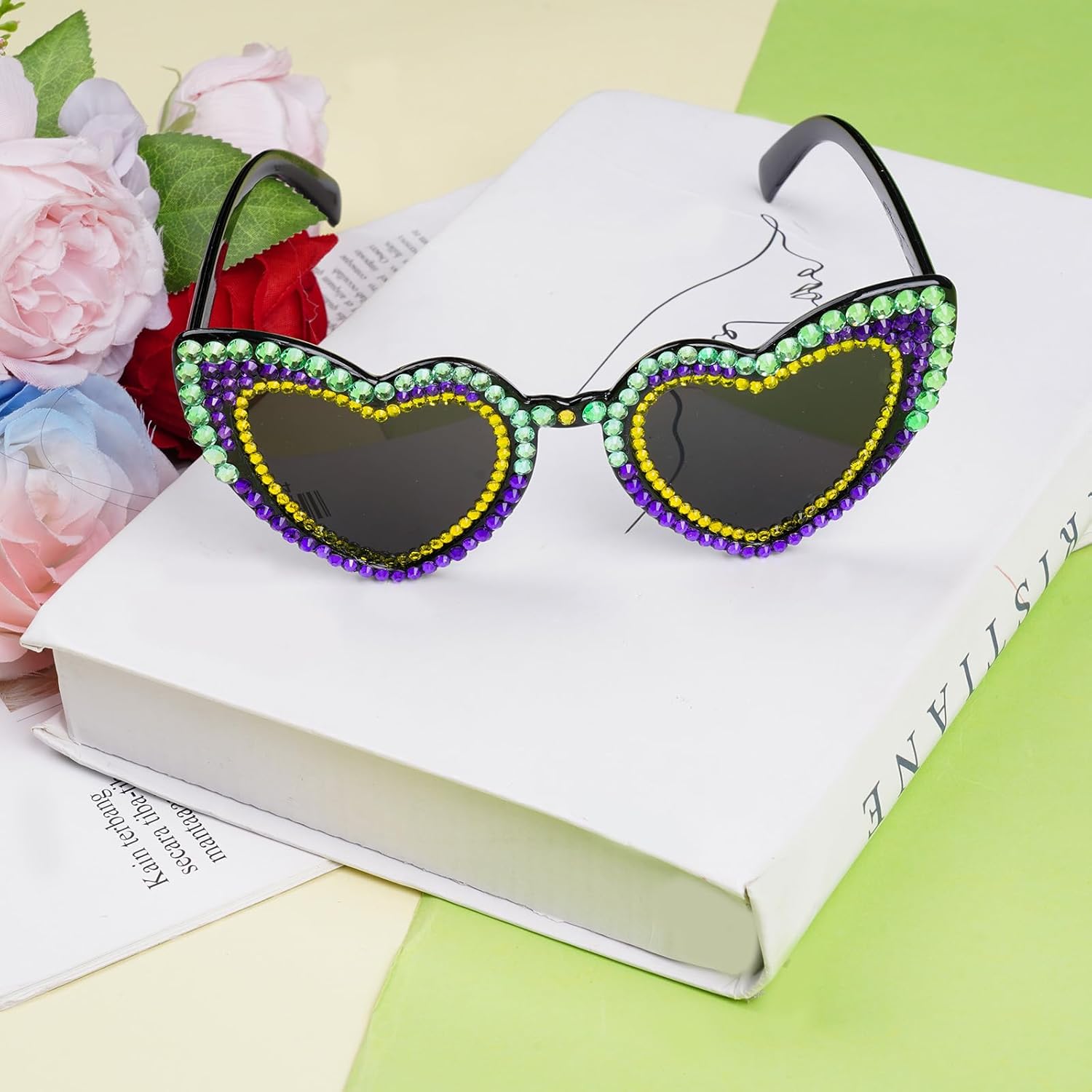 HOVEOX Carnival Sunglasses Carnival Glasses Karneval Accessories for Women Karneval Outfit for Woman Heart Sunglasses - Image 7