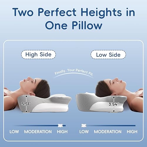 Miniatura 5 de Almohada cervical de espuma viscoelástica para aliviar el dolor, almohada cervical ajustable refrescante para dormir acogedora con funda de almohada