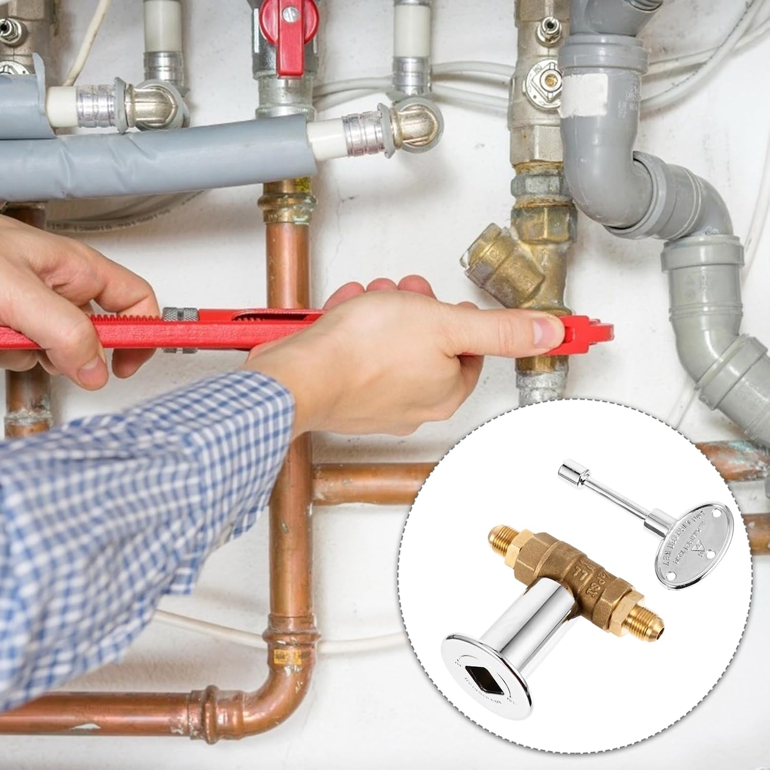 Fire Pit Gas Shut Off Quarter Turn Straight Key Natural Ng Floor Lp Plate Pits Brass Metal Outdoor Flange Fitting Npt Flare Male - (Color: As Shown)