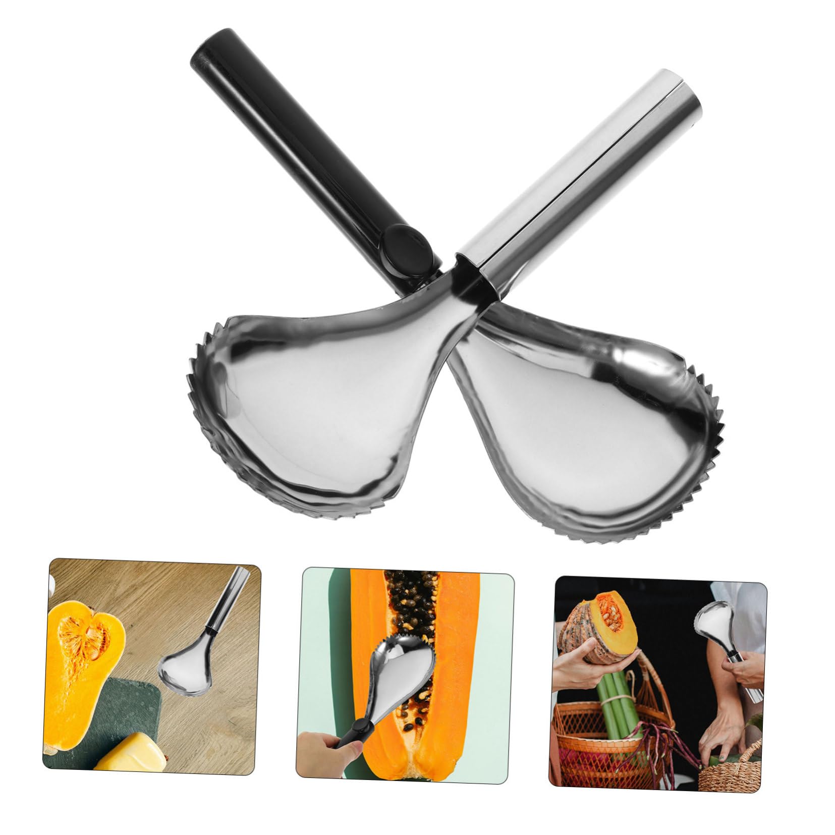 MAGICLULU 4 Sätze Kürbisschaufel Obstschaber Obstschale Obst- Und Gemüseentkerner Gadget Werkzeug Zum Entkernen Von Tomaten Kürbisschnitzschaufel Ananasschäler Rostfreier Stahl 2 Stück * 4