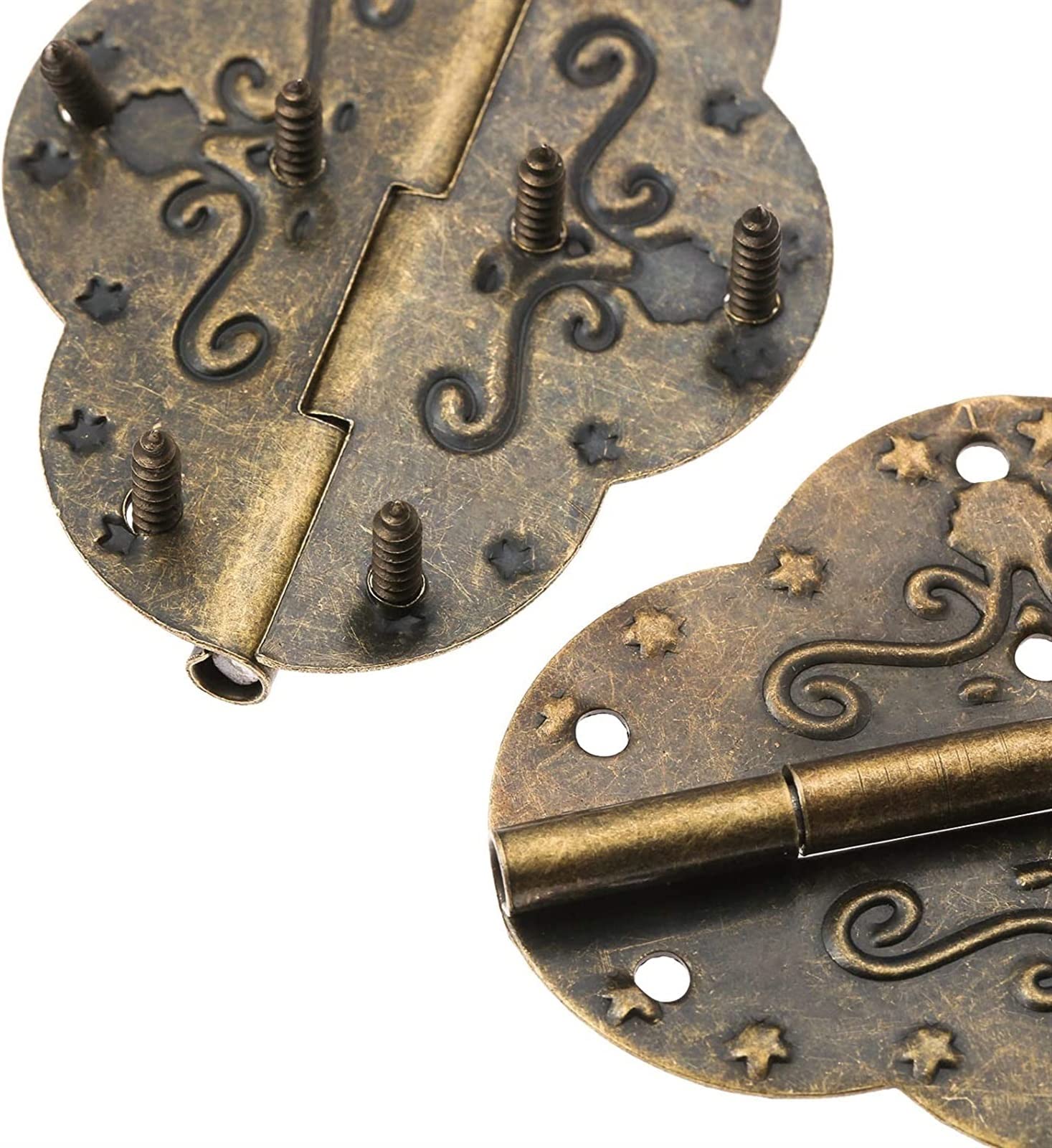 Zawiasy do drzwi w stylu retro, zawiasy składane samoblokujące, zawiasy czołowe, okucia do zawiasów do drzwi, zawiasy do drzwi 10 szt. 69x53mm zawiasy do szafek z antycznego brązu na biżuterię drewnia