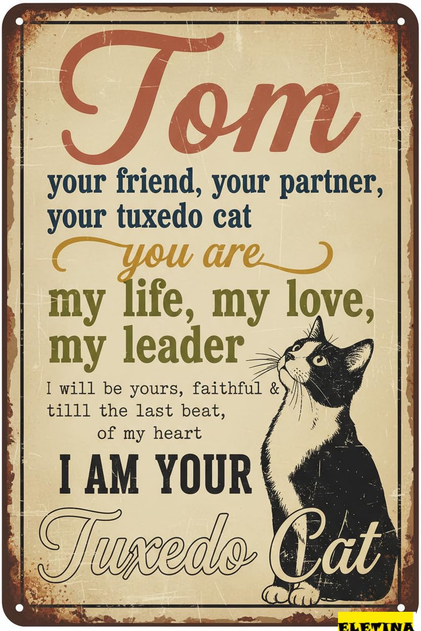 Black Cat You Are My Life Tin Sign, 12x8 Inch