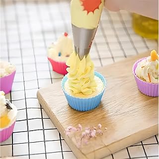 12 Silicone Baking Cups Non Slip, Oven Freezer Safe, 2.5inches Fun Practical Baking Accessories (Bright Colors)