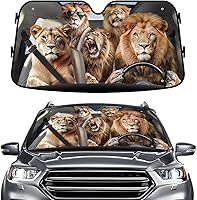 Vista 73 de GENANY Parasol Divertido para Parabrisas de Pareja de Perros Golden Retriever Lindos para Coche SUV Camión (55x30 Pulgadas), Parasol