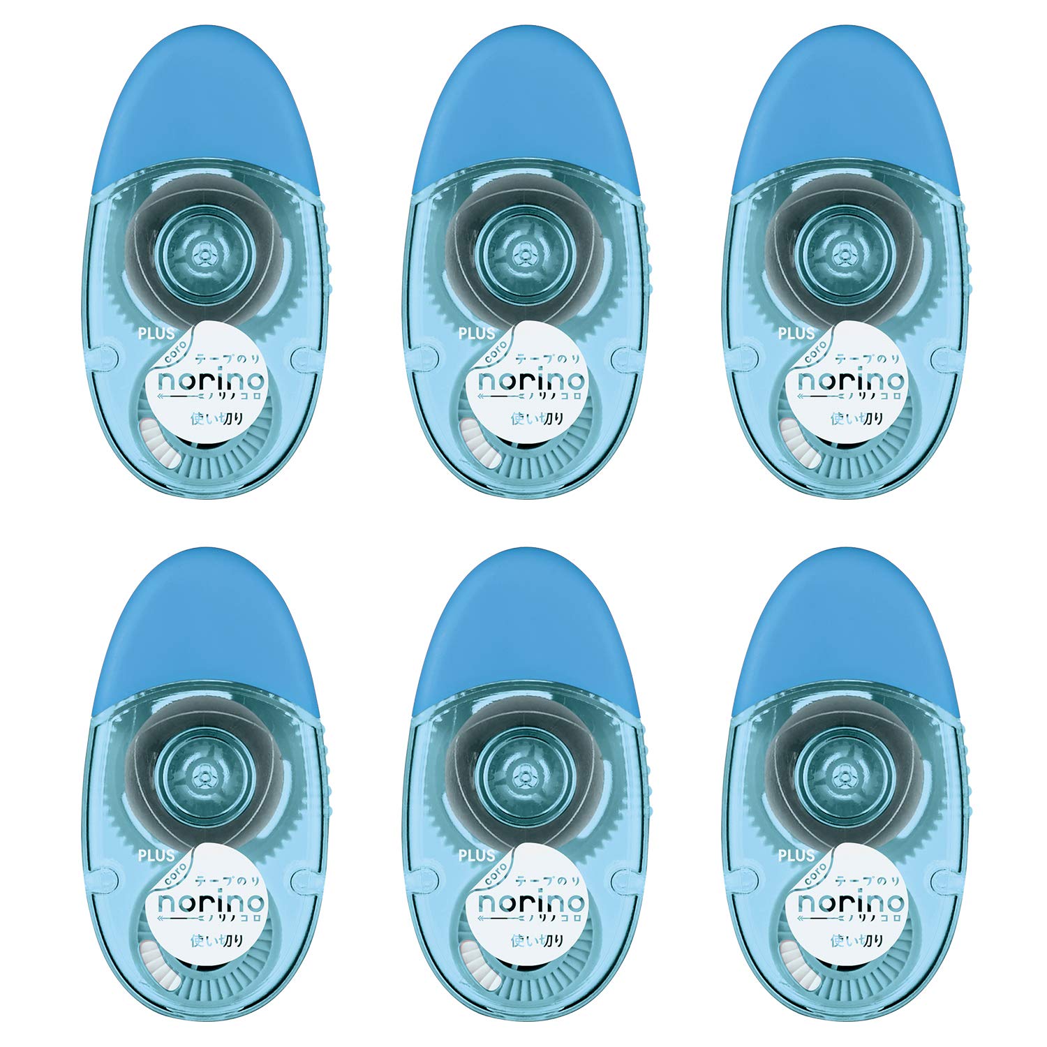 Plus Glue Tape, Strong Sticking, 0.2 inch (6 mm) Width x 47.3 ft (12 m), Blue, 6 Pieces 54-058 x 6