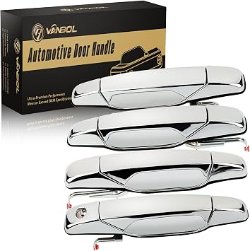 Exterior Chrome Door Handle 4 PCS Front Rear Driver and Passenger Compatible with Cadillac Escalade 2007-2014 Chevy Silverado Tahoe Avalanche Surburban GMC Sierra Yukon Replace 22738722