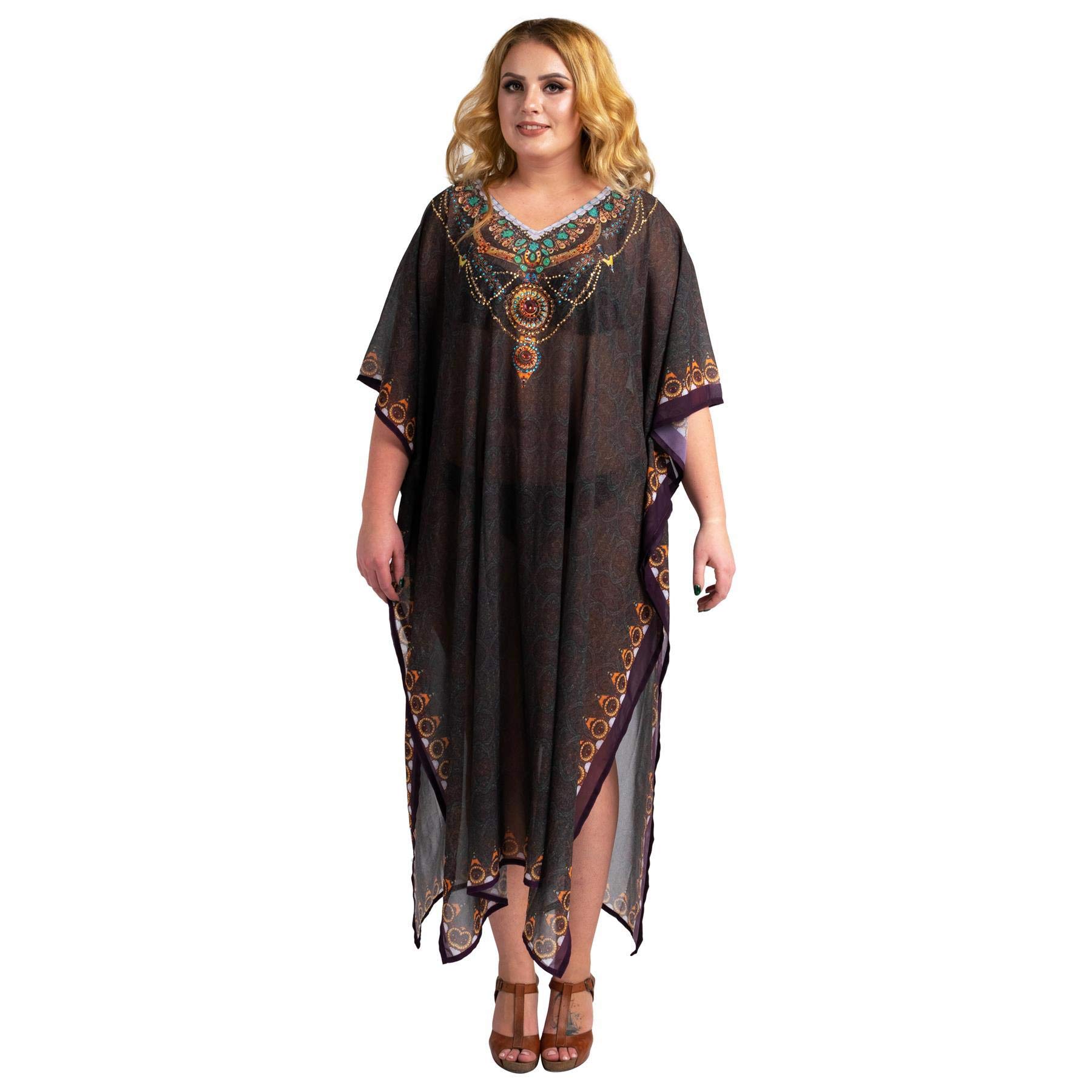 Miss Lavish LondonKaftan Dresses for Women, Beach & Swim Coverups, Plus Size African & Moroccan Kaftans, Versatile Day to Night Maxi Dresses with Batwing Sleeves