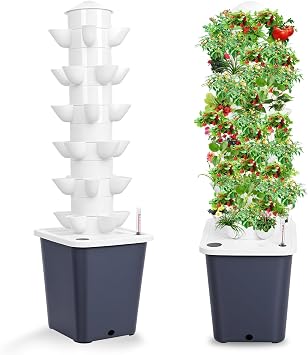 Hydroponic Tower, 15-story 45-hole Hydroponic Tower Hydroponic Vertical Cultivation System, Garden Hydroponic System Vertical Tower Cultivation Kit for Gardening Enthusiasts