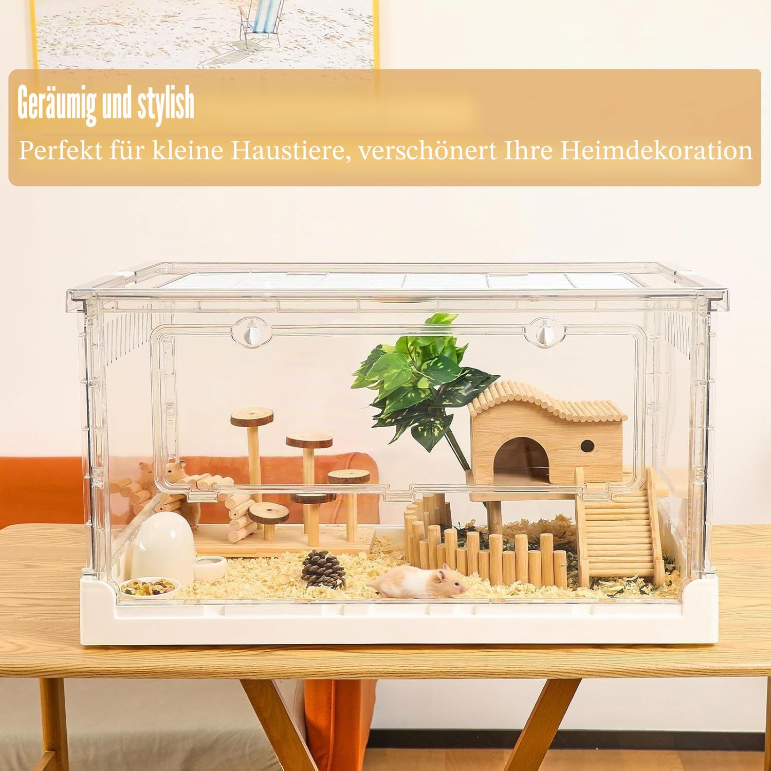 Hamsterkäfig Meerschweinchenkäfig Acryl Käfig für Kleintiere Haustiere Groß Transparent Rennmaus Käfig und Lebensräume Igel Zwerghamster Ratte Maus
