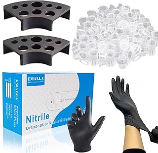 300pcs Tattoo Ink Cups, 2pcs Ink Caps Holders, 100pcs Nitrile Gloves