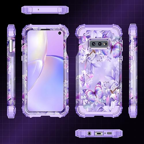 Miniatura 6 de Casetego Funda compatible con Galaxy S10E, patrón de mármol de tres capas, resistente, resistente, a prueba de golpes, cuerpo completo,