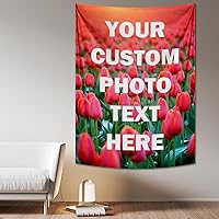 Vista 12 de Tapiz personalizado para cargar imágenes con fotos y textos, tapiz personalizado para colgar en la pared, manta de telón de fondo para decoración
